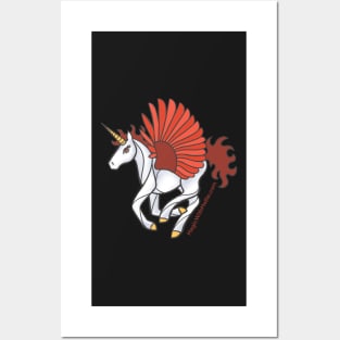 Fire Unicorn Pegasus - Unicorns of the Elements Illustration series Posters and Art